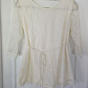 Motherhood Cream Lace Maternity Top